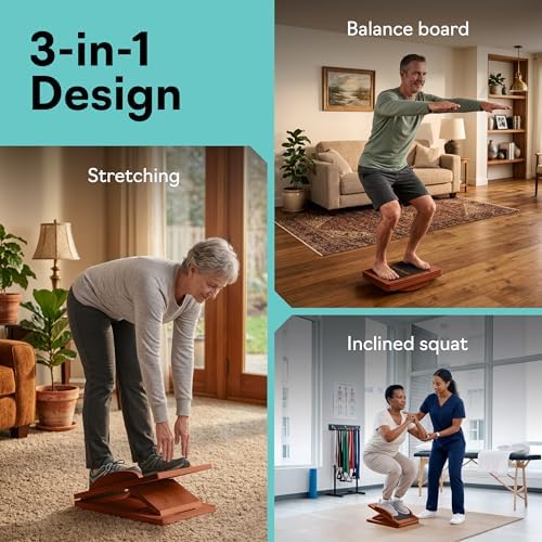 Slant Boards for Exercise, Wooden Slant Board, Calf Stretch Board with 7 Incline Angles, Velour Board, Balance Board & Calf Stretcher, Portable Incline Board for Physical Therapy, Ankle Mobility, Heel & Knees - Image 2
