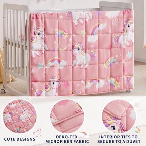 anfie Weighted Blanket(40"x60" 7lbs) Weighted Blanket Cooling Blanket for Resting,Throw Size Breathable Blanket with Premium Glass Bead(Pink Unicorn) - Image 5