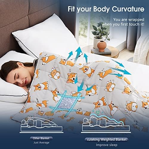 CuteKing Weighted Blanket for Adults: Weighted Blanket with Premium Glass Beads - Breathable Heavy Blanket for Comfort Sleep - Thick Blanket for Adult All Season(20lbs, 60"x80", CuteDog) - Image 5