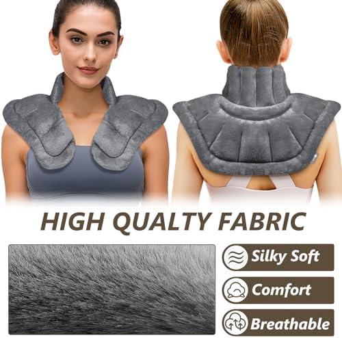 AiricePac Microwave Heating Pad for Neck Shoulders and Back Pain Relief with Moist Heat, Weighted Microwavable Heated Neck Wrap Warmer, Uncented Gery - Image 4
