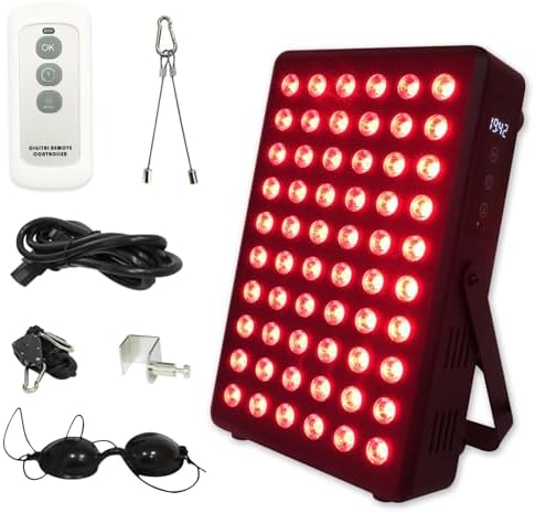 Red Light Therapy Panel for Body and Face, 660nm Red 850nm and Near Infrared Panel Built-in Timer, 60 LEDs High Power, Promote Sleep, Improve The Body, Relieve Muscle Fatigue（E300-Black) by SCESFU