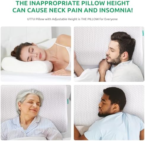 UTTU Cervical Pillow for Neck Pain Relief, Memory Foam Neck Pillow for Sleeping, Adjustable Orthopedic Sandwich Pillow, Contour Cooling for Side Back Stomach Sleeper, King(27.6"×15.7"×5.2"/4.5") - Image 3