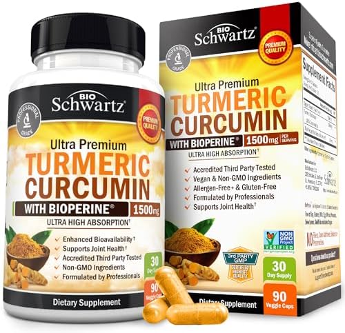 Turmeric Curcumin with Black Pepper Extract 1500mg - Turmeric Supplement by BioSchwartz