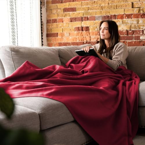 Arcturus Tahoe Wool Bed Blanket | Soft, Breathable Wool Blanket for Year-Round Comfort - King Size (90"x 108") | Thick & Washable (Wine) - Image 4