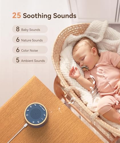 Dreamegg Sound Machine & Alarm Clock - White Noise Machine with 7 Wake-Up Sounds, 0-100% Dimmable, Night Light, Sound Machine for Sleeping, Office, Home, Travel Essentials Gift, Navy - Image 5