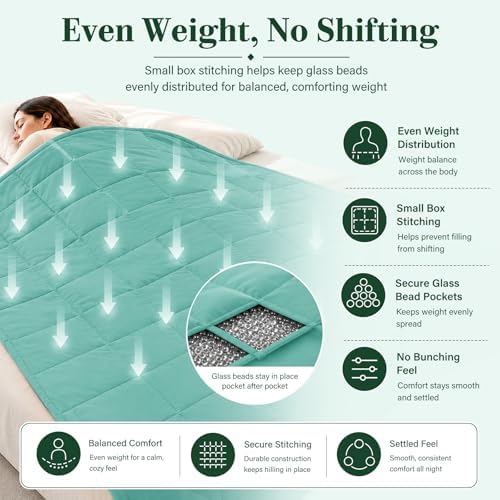 L'AGRATY Weighted Blanket for Adults 20lbs, 48"x72" Twin Full Size Cooling Heavy Blanket Breathable Microfiber Big Throw Blanket for Summer Fall Winter, Green - Image 5