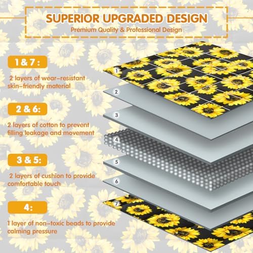 yescool Weighted Blanket 10 Pounds Twin Cooling Weighted Lap Blanket, Sunflower Heavy Blanket for Sleeping, Weighted Throw Blanket Gifts for 80-110lbs, 48"x72" - Image 6