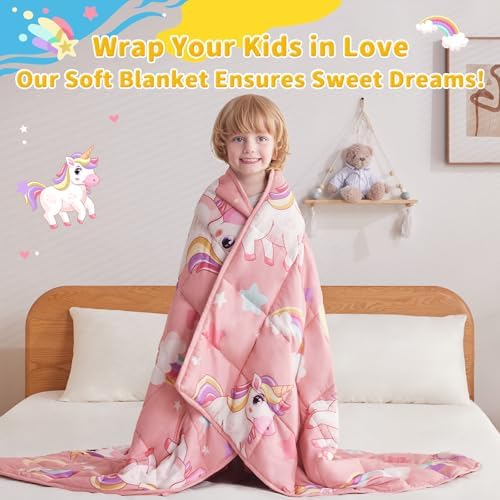 anfie Weighted Blanket (36"x48" 5lbs) Weighted Blanket Cooling Blanket for Resting,Throw Size Breathable Blanket with Premium Glass Bead(Pink Unicorn) - Image 6
