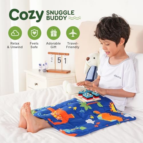 Sivio Weighted Lap Blanket for Sleep, 2lbs, 19 x 21 inches, Blue Dinosaur - Image 2