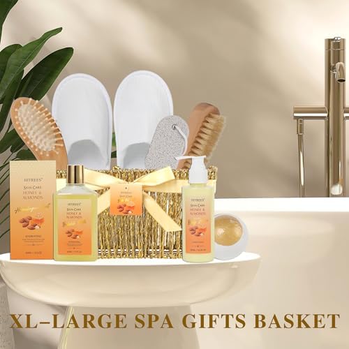 Gift Basket for Women, 18Pcs Honey Almond Milk Bath and Body Gift Basket - Image 3