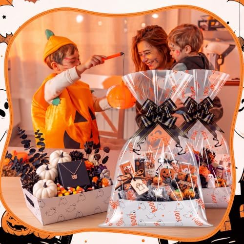 Maitys 24 Sets Halloween Empty Gift Baskets Bulk with Boo Cellophane Bags - Image 2