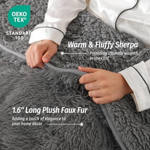 Wemore Weighted Blanket for Adult 60"x80" 20lbs Soft Long Plush Queen Grey - Image 4