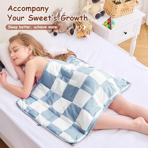 yescool Blue Checkered Weighted Lap Pad 2 Pounds Cooling Weighted Lap Blanket, Plaid Small Weighted Blanket, Weighted Throw Blankets Gifts for Travel Indoor Outdoor, 20"x30" - Image 5