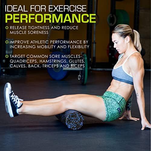 ProsourceFit High Density Foam Rollers 18 - inches long, Firm Full Body Athletic Massage Tool for Back Stretching, Yoga, Pilates, Post Workout Muscle Recuperation, Black/Blue - Image 6