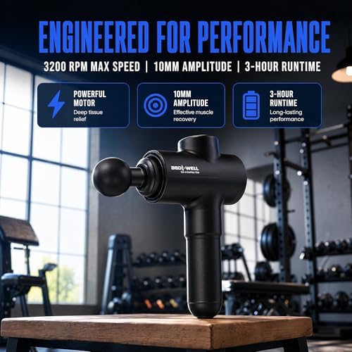 Massage Gun Deep Tissue - Back Muscle Massager w/High Torque Motor for Back Pain, Shoulder, Neck, Body, 4 Heads All Muscles Recover & Massage - Image 5