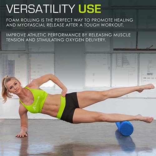 ProsourceFit High Density Foam Rollers 12 - inches long, Firm Full Body Athletic Massager for Back Stretching, Yoga, Pilates, Post Workout Trigger Point Release, Blue - Image 5