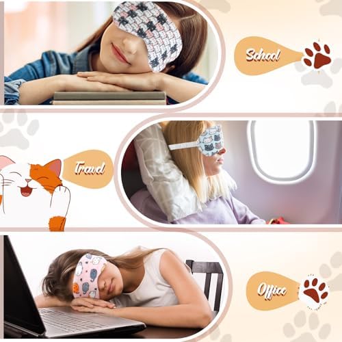 Cuffbow 6 Pack Fuzzy Sleep Masks Plush Eye Mask,Cat,Colorful - Image 5