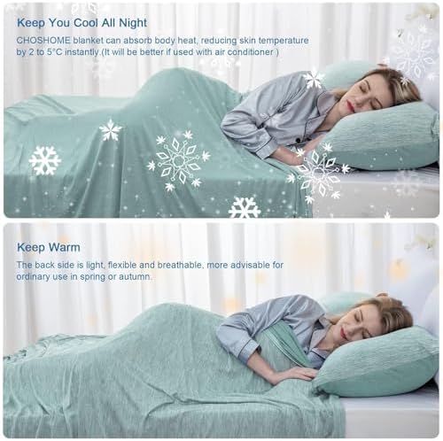CHOSHOME Cooling Blanket for Hot Sleepers Lightweight Summer Cold Thin Blankets for Sleeping, Hot Flashes Night Sweats, Soft Blanket for Bed, Twin Size, Green - Image 4