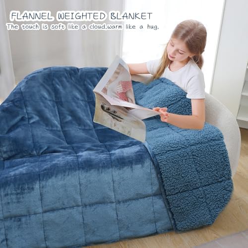 Aemicion Weighted Blanket for Adults (10lbs,48"x72",Slate Blue on Both Sides) Sherpa Fleece Heavy Blanket for Sleeping Perfect for 80-110lbs,Machine Washable - Image 4