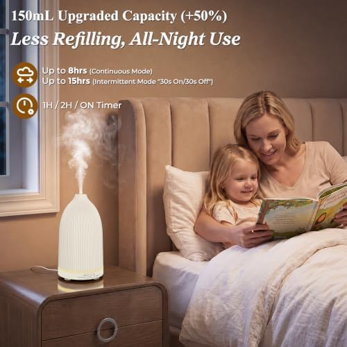 URPOWER 150mL Essential Oil Diffuser Ultrasonic Cool Mist Humidifier - Image 2