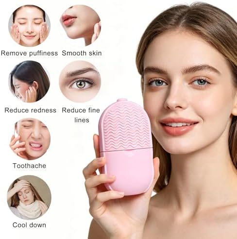 Ice Cube Roller for Face,Eyes and Neck,Reusable Silicone Ice Face Roller With Brush for Face Cold Therapy,Facial Face Massage Tools for Beauty & Skincare - Image 3