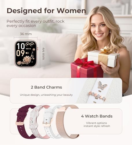 Iaret Smart Watch for Women, 1.83" HD Fitness Tracker with 4 Bands, Answer/Make Calls, Heart Rate/Sleep/SpO2/Step Tracking, 100+ Sport Modes, Android/iPhone Compatible Gift (White) - Image 2