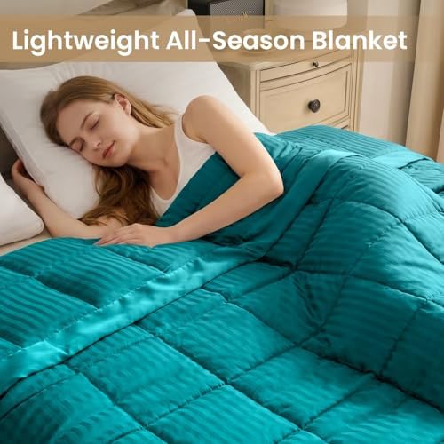 downluxe Queen Size Blanket with Satin Trim, Lightweight Down Alternative Blankets Queen Size for All Season, Machine Washable (Teal, 90x90 Inch) - Image 5