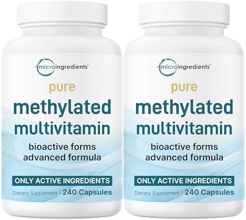 Micro Ingredients 2 Pack Pure Methylated Multivitamin, 480 Capsules | 19-in-1 Formula with Vitamins C, D, B12, Folate, Magnesium, Zinc, & More | Supports Daily Wellness & Immune Health | Filler Free by MicroIngredients