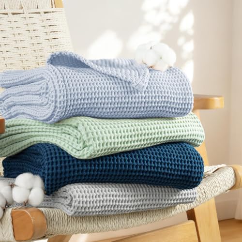 Exclusivo Mezcla 100% Cotton Oversized Waffle Throw Blanket for Couch Sofa - Image 5