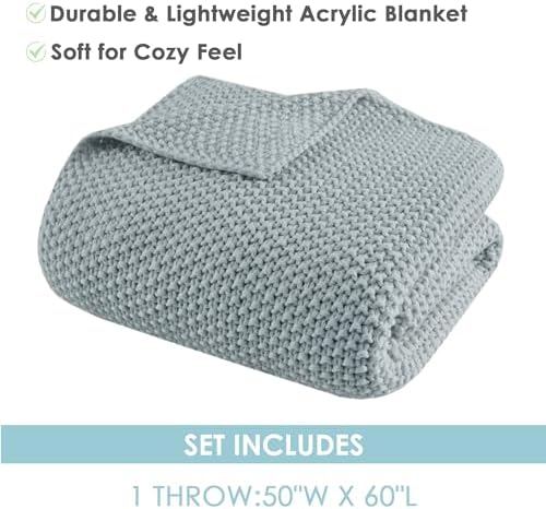 INK+IVY Bree Knit All Season Throw Blanket for Sofa, 50 x 60, Light Blue - Image 2
