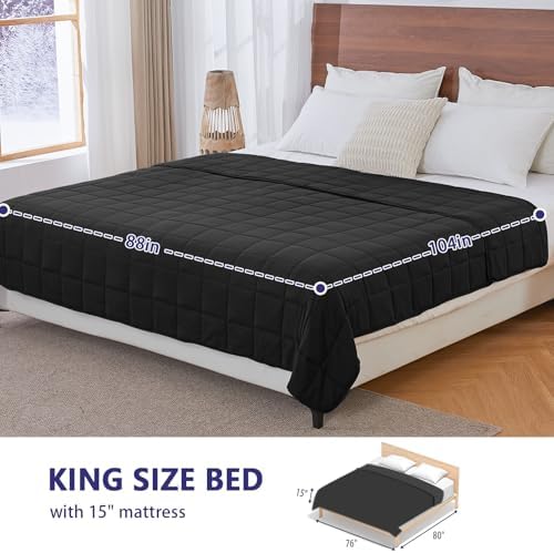 yescool Weighted Blanket for Adults (25 lbs, 88” x 104”, Black) Cooling Heavy Blanket for Sleeping Perfect for 240-260 lbs, King Size Breathable Blanket with Premium Glass Bead - Image 2