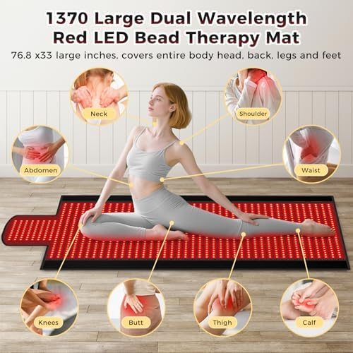 LITDUCK Body Red Light Therapy Mat, Eligible Red Light Therapy Blanket, 2in1 LEDs(660nm& 850nm), Premium Leather, Adjustable Timer & Intensity,76.8” x 33.4” 1370leds - Image 3