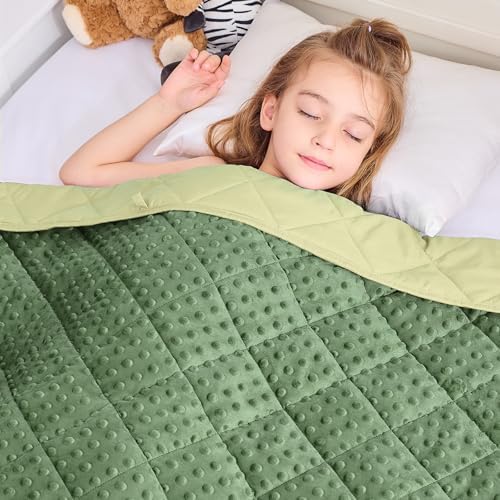 yescool Weighted Blanket 5 Pounds, Blanket Gifts for Boys and Girls, Small Weighted Throw Blankets Washable Heavy Blankets, Winter Weighted Comforter for 40-70lbs, 36 * 48in, Moss Green by yescool