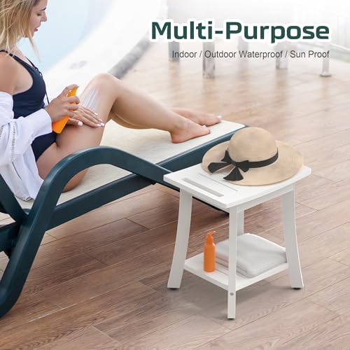 Waterproof HIPS Shower Bench for Inside Shower, Shower Stool, White - Image 7