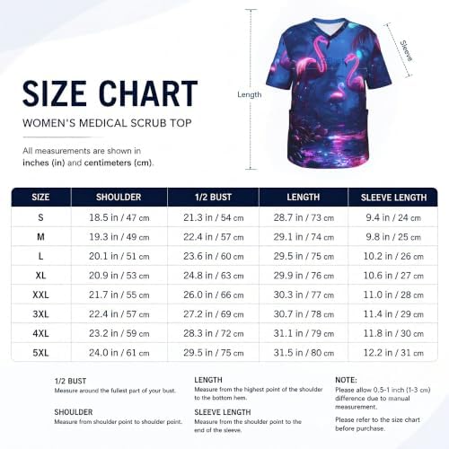 Men's Scrub Top,V-Neck Spill Wrinkle Resistant,3 Pockets-Flamingo Paradise Neon Night (1) - Image 5