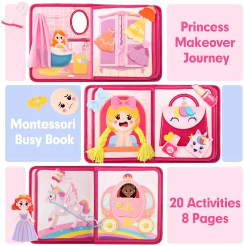 hahaland Princess Busy Book Toddlers 3-5, Dress up Pretend Play Makeup Toys - Image 2