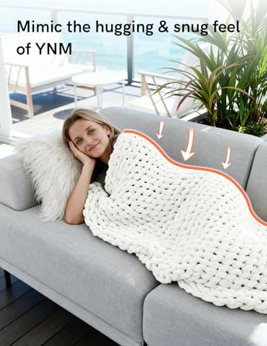 YnM Chunky Throw Blanket, Medium-Weight, Hand Knitted with Chenielle Yarn, Skin Friendly, Ventilated and Breathable, Machine Washable, Home Décor Piece for Couch, Sofa and Bed (White, 50x60 Inch) - Image 4