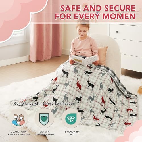 CuteKing Weighted Blanket - Weighted Blanket with Premium Glass Beads - Breathable Heavy Blanket for Comfortable Rest - Soft Thick Blanket All Season(3lbs, 36"x48", Deer) - Image 2