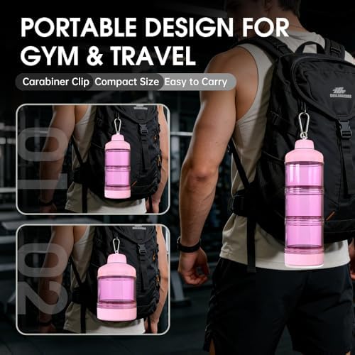 BYLWORKOUT 3-Layer Protein Powder Container with Funnel and Keychain - Image 4