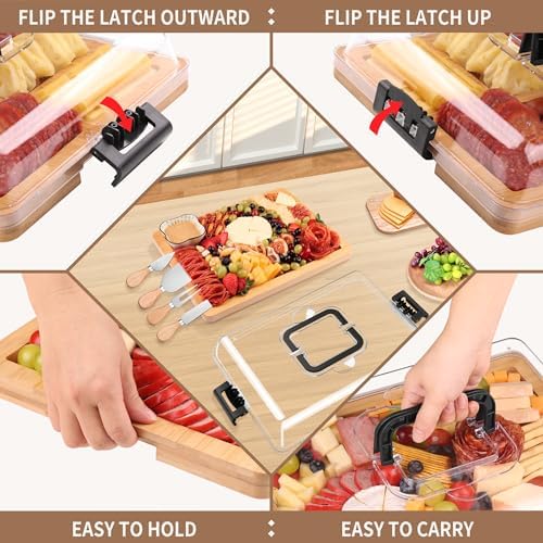 CAWIU Portable Charcuterie Board with Lid, Travel Cheese Board & Snack Tray - Image 2