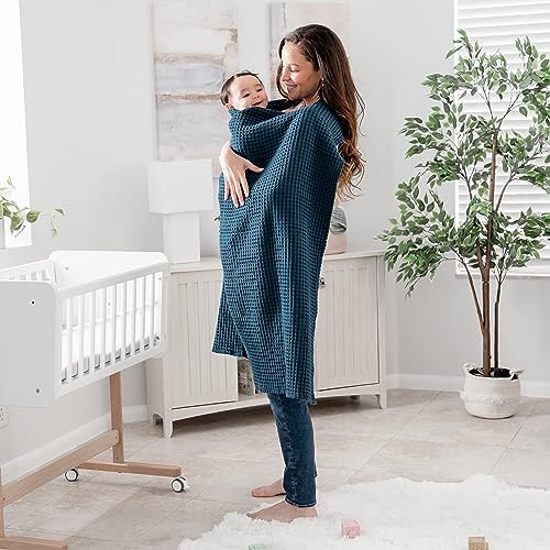 Comfy Cubs Waffle Weave Baby Blanket - 40” x 40” Cotton Blanket with Textured Design - Lightweight Swaddle for Bed, Crib, Stroller, or Couch - Soft and Cozy Cover for Toddlers, Boys & Girls - Neptune - Image 5