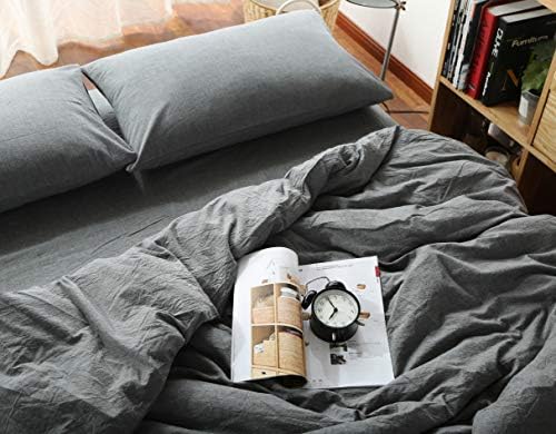 F.Y.Dreams 100% Washed Cotton Duvet Cover for Weighted Blanket 60x80 inches with 16 Ties, Zipper on Long Side/Grey/Just Duvet Cover - Image 5
