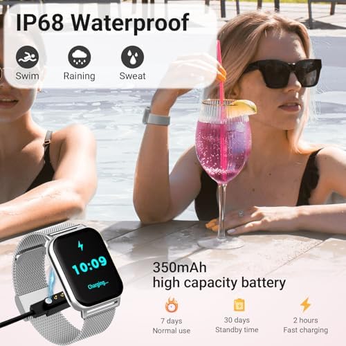 Smart Watches for Women - 1.83'' HD 2026 Fitness Tracker with Answer and Make Calls with Heart Rate Sleep SpO2 Monitor 120+ Sport Modes IP68 Waterproof and Compatible iPhone and Android (Silver) - Image 5