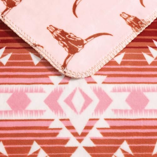 Wrangler - King Size Blanket, Super Soft & Reversible Plush Fleece Bedding, Throw Blanket for Couch or Bed (Jericho Pink) - Image 5
