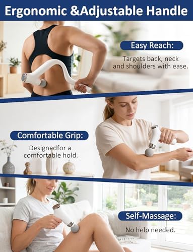 GDLKPS Massage Gun Deep Tissue,Ergonomic Extension 2-in-1 Detachable Handle Back Massager.Handheld Electric Percussion Muscle Massager for Shoulder, Thigh, Waist & Neck。 - Image 3