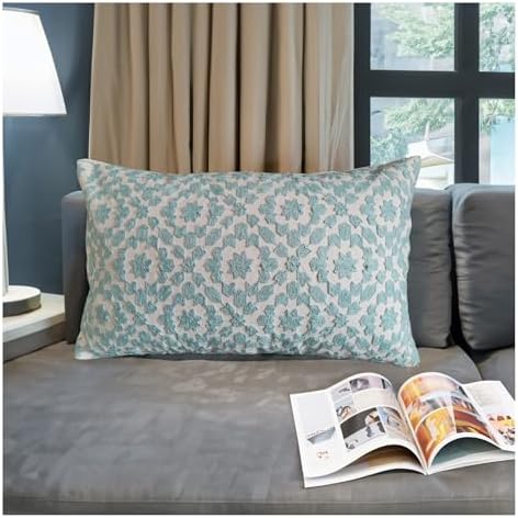 Lumbar Decorative Throw Pillow Cover 12x20 inch Porcelain Light Blue Trellis Mina Pillow Case 1pc Aquatic Blue 30x50cm Glacier Airy Light Blue Pillow Cushion Cover by Unknown