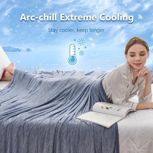 CHOSHOME Cooling Blanket for Hot Sleepers - Summer Blanket Thin Soft Lightweight Breathable Double Side Enhanced Cooling for Hot Flashes, Night Sweats, Bed, Couch (Blue, 50 x 70 inches) - Image 4