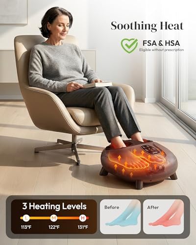 Heycool 2026 Upgrade FSA Eligible HSA Foot Massager, Shiatsu Foot Massager Machine with Heat and Compression for Plantar Fasciitis Neuropathy, Remote Control, Gifts, Size 14 - Image 3