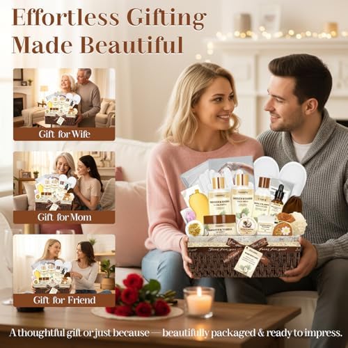 22PCS Spa Gift Baskets for Women, Luxury Bath and Body Gift Basket Set for Women Coconut Vanilla Spa Kit Relaxing Spa Self Care Gift for Her Wife Lover Mom Sister - Image 6