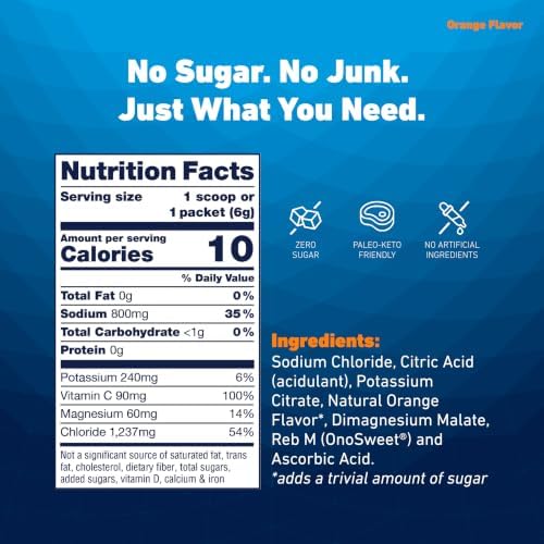 Electrolyte Packets, Salty Orange, 800mg Sodium, 30 Sticks - Image 5